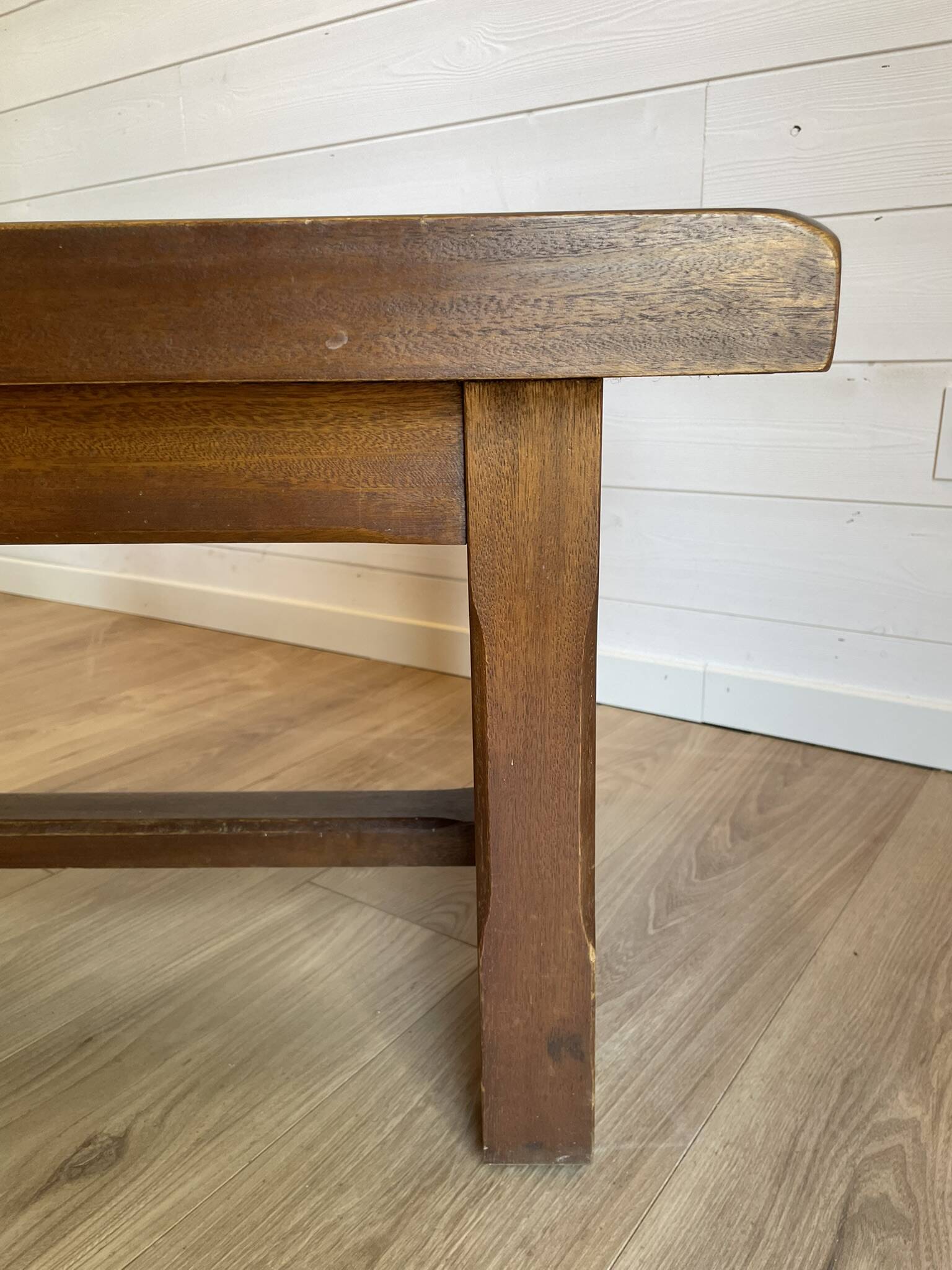 Grande table basse ancienne en bois massif - Esprit campagne chic