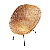 Fauteuil coquille en rotin