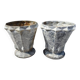 Pair of enamelled cast iron Art Deco vases
