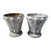 Paire de vases en fonte émaillée art déco
