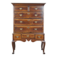 Early 18th century English oak chest on stand/ highboy