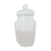Octagonal green glass jar