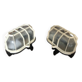 Pair Old Waterproof Bakelite Wall Lamp + Vintage White Plastic Reinforcement