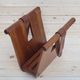 Magazine holder or vinyl in wood and leather vintage design 1960/70