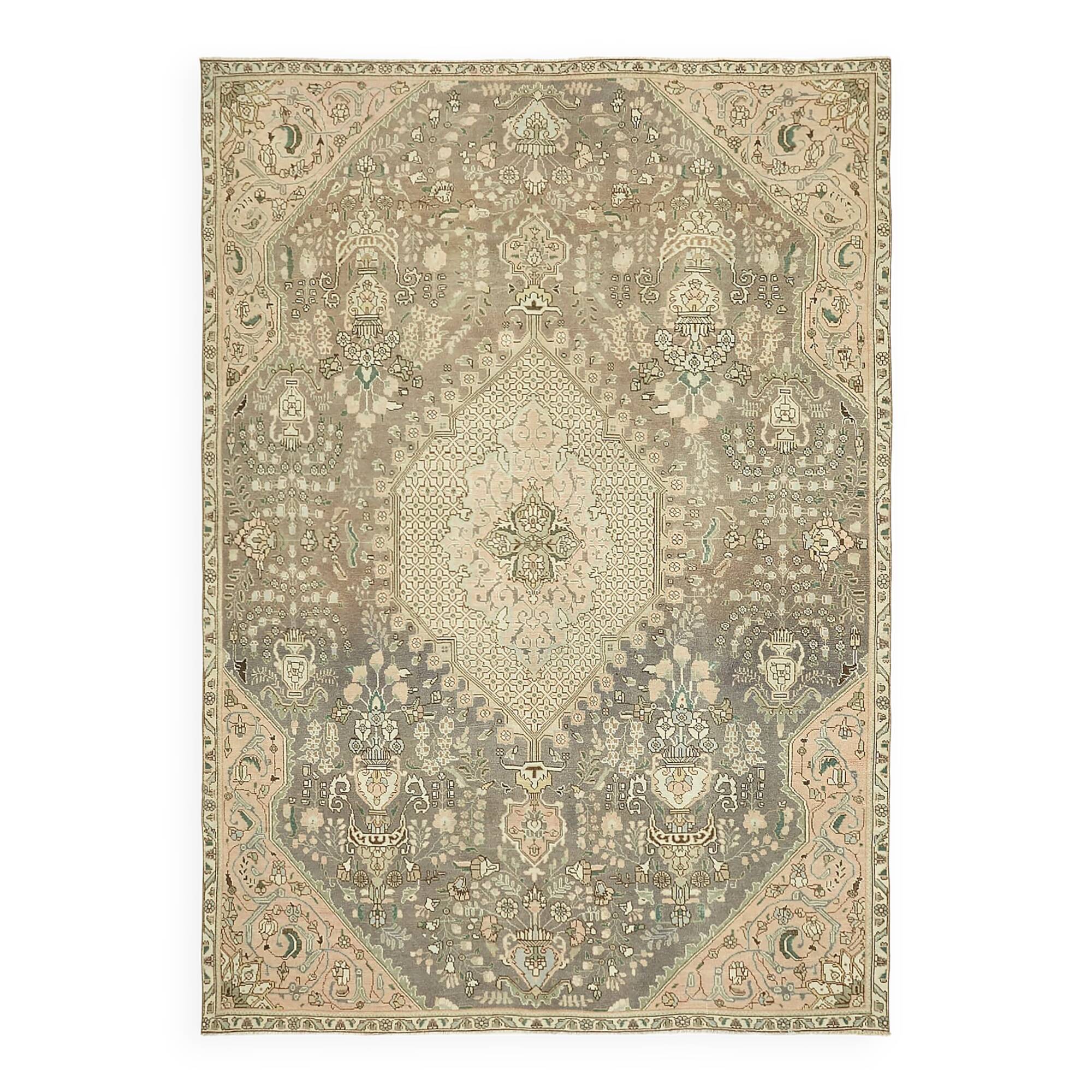 Handmade Vintage Decorative Large Area Beige Rug  236x333cm