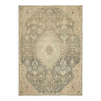 Tapis beige décoratif vintage fait à la main 236x333cm