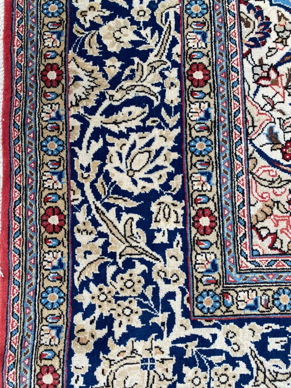 Ancient Persian carpet Ghoom wool and silk 142x222 cm