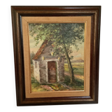 Landscape tableau of the countryside, canvas mounted on panel, signed.