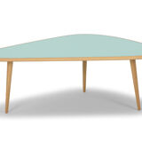 Coffee table 50 s (fifties) in oak -top in lacquer mineral green