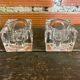 Pair of Modernist Cube Design Candle Holders Moulded Glass 1970s Vintage