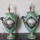 Pair of legs of porcelain lamps from Paris