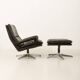 Fauteuil lounge vintage avec tabouret par André Vandenbrouck