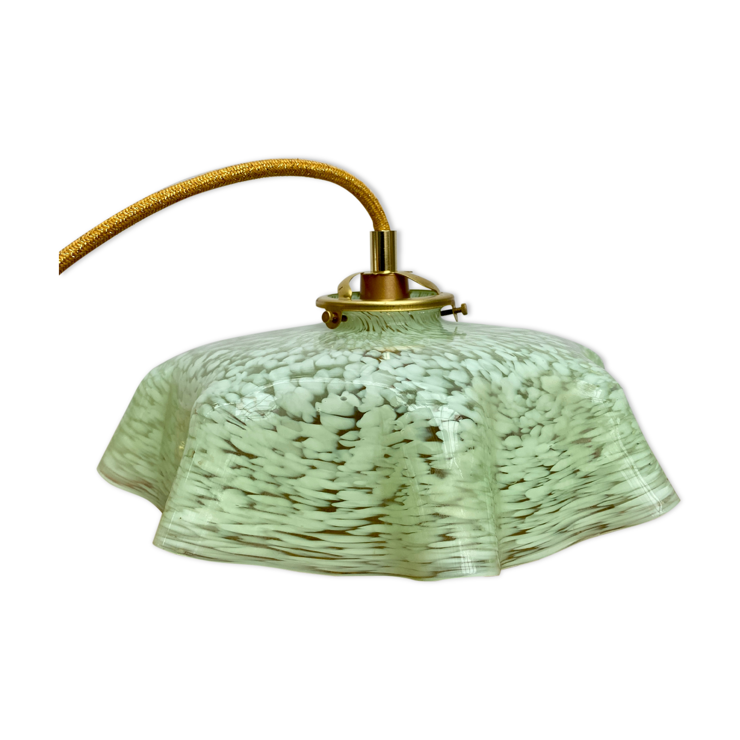 Suspension abat-jour vintage en verre de clichy mint