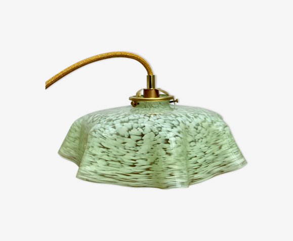 Suspension abat-jour vintage en verre de clichy mint