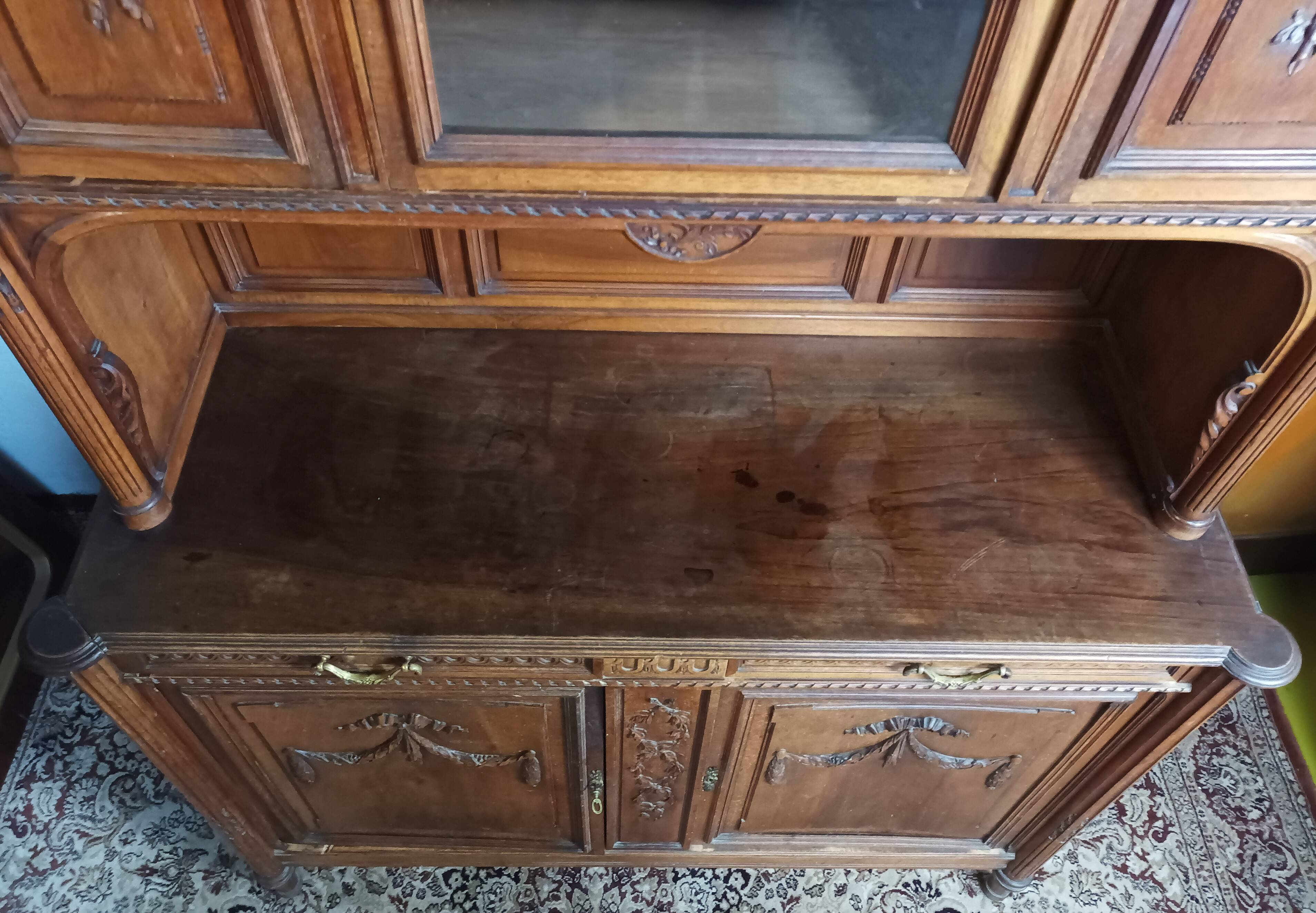 Louis XVI two-body sideboard stamped in walnut