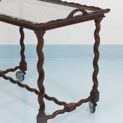 Antique Neo-Baroque Italian Barley Twist Bar Cart Serving Trolley, 1920s