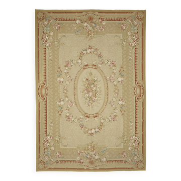 Handmade European Vintage Aubusson Kilim 298 cm x 439 cm