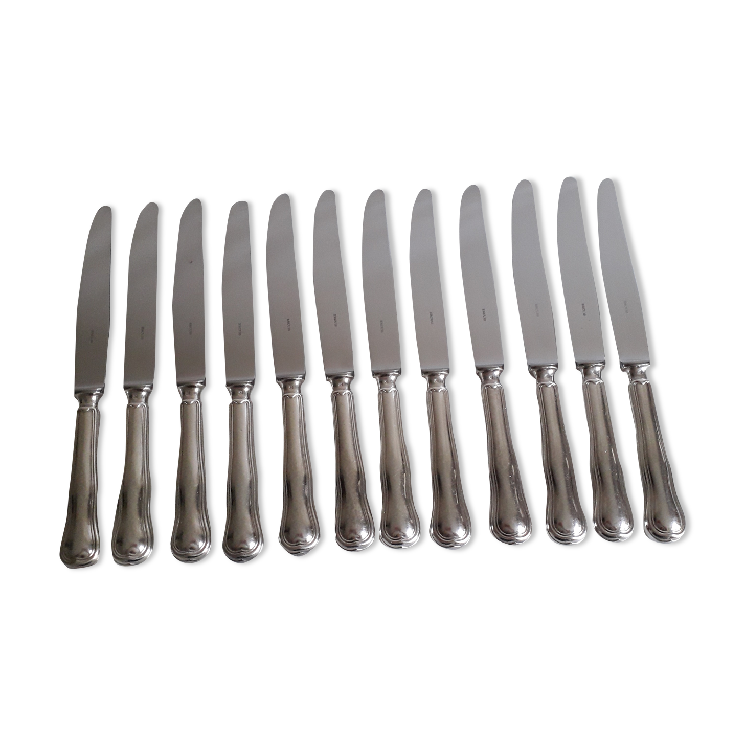 Ercuis set of 12 knives silver metal and stainless steel model Violin