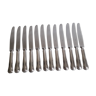 Lot de 12 couteaux métal argenté et inox modèle Violon, Ercuis