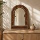 Large vintage mirror in studded leather and brass