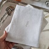 8 antique fabric napkins with anagram in cotton damask