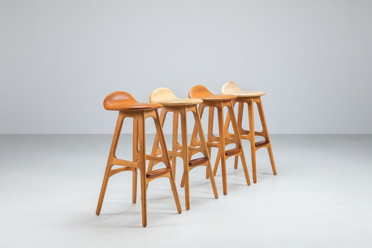 Erik Buch set of four “OD61” bar stools Oddense Mobler Denmark 1965