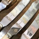Silver-plated metal fish cutlery set consisting of 6 forks and 6 knives