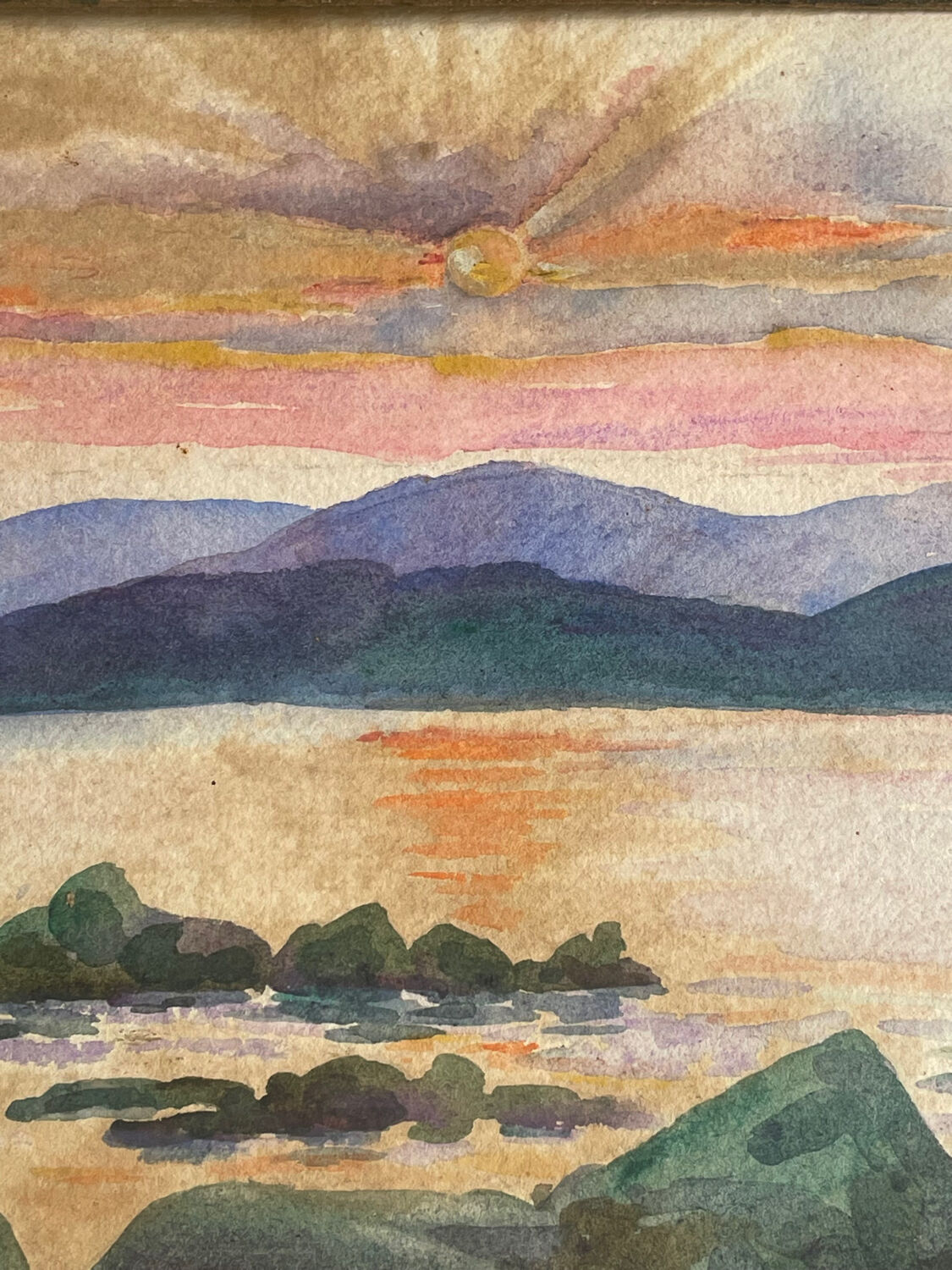 Old sunset painting painting early 20th century