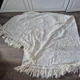 vintage crochet blanket bedspread with fringes on the edges