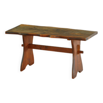 Rustic dining table/desk in wabi-sabi style made of pine, Danish craftsmanship, 1950s.