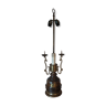 Lampe ancienne sur pied bois et laiton style steampunk