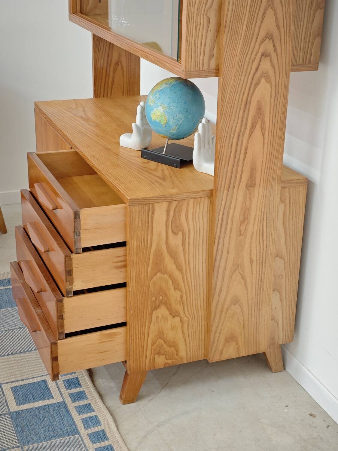 High sideboard, wooden display cabinet by Frantisek Jirak – 1960