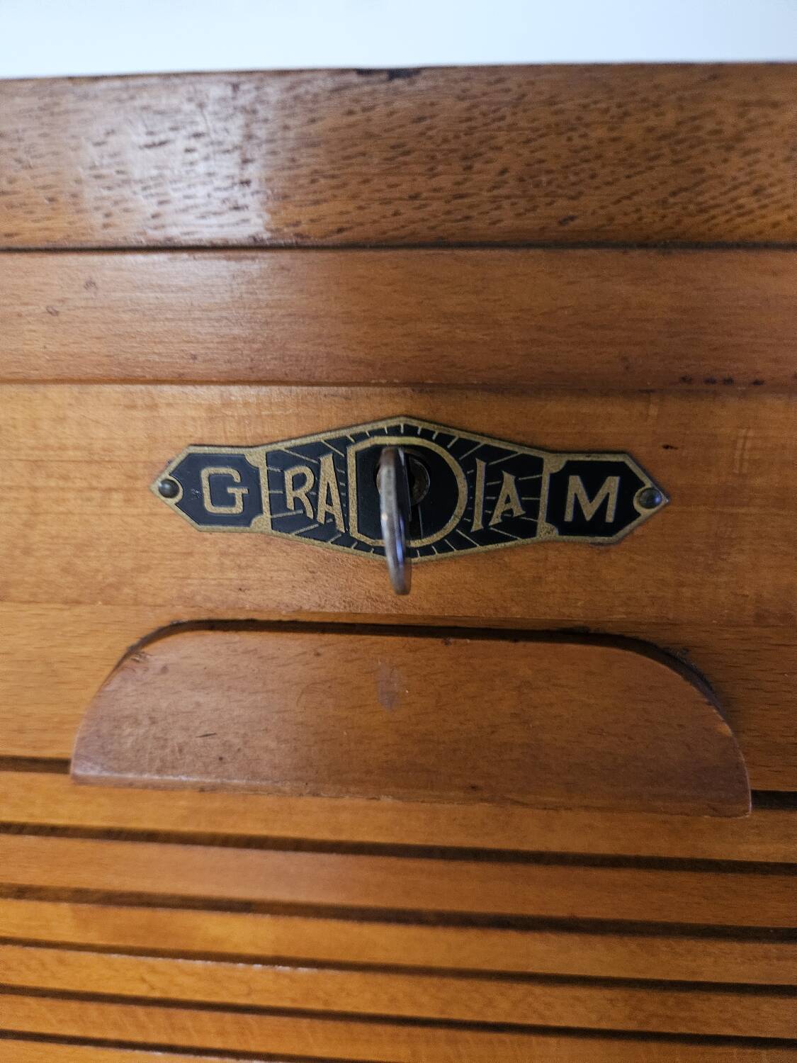 Gradiam oak curtained filing cabinet