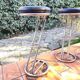 Set of high stools in chrome metal and vintage 80s leather Z