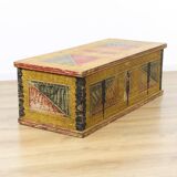 Antique painted folk art wedding chest