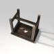 Rustic black wooden stool, Ca.1920