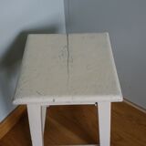 Square workshop stool painted white