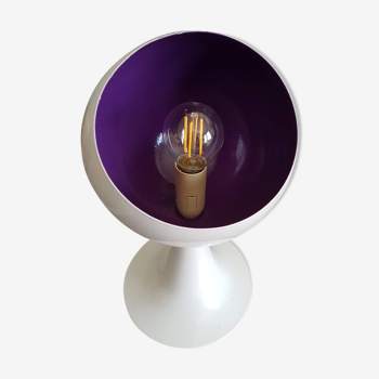 Lamp foot white tulip and purple all metal of the 80s