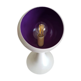 lampe pied tulipe blanche et violette tout métal des années 80