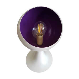 Lamp foot white tulip and purple all metal of the 80s
