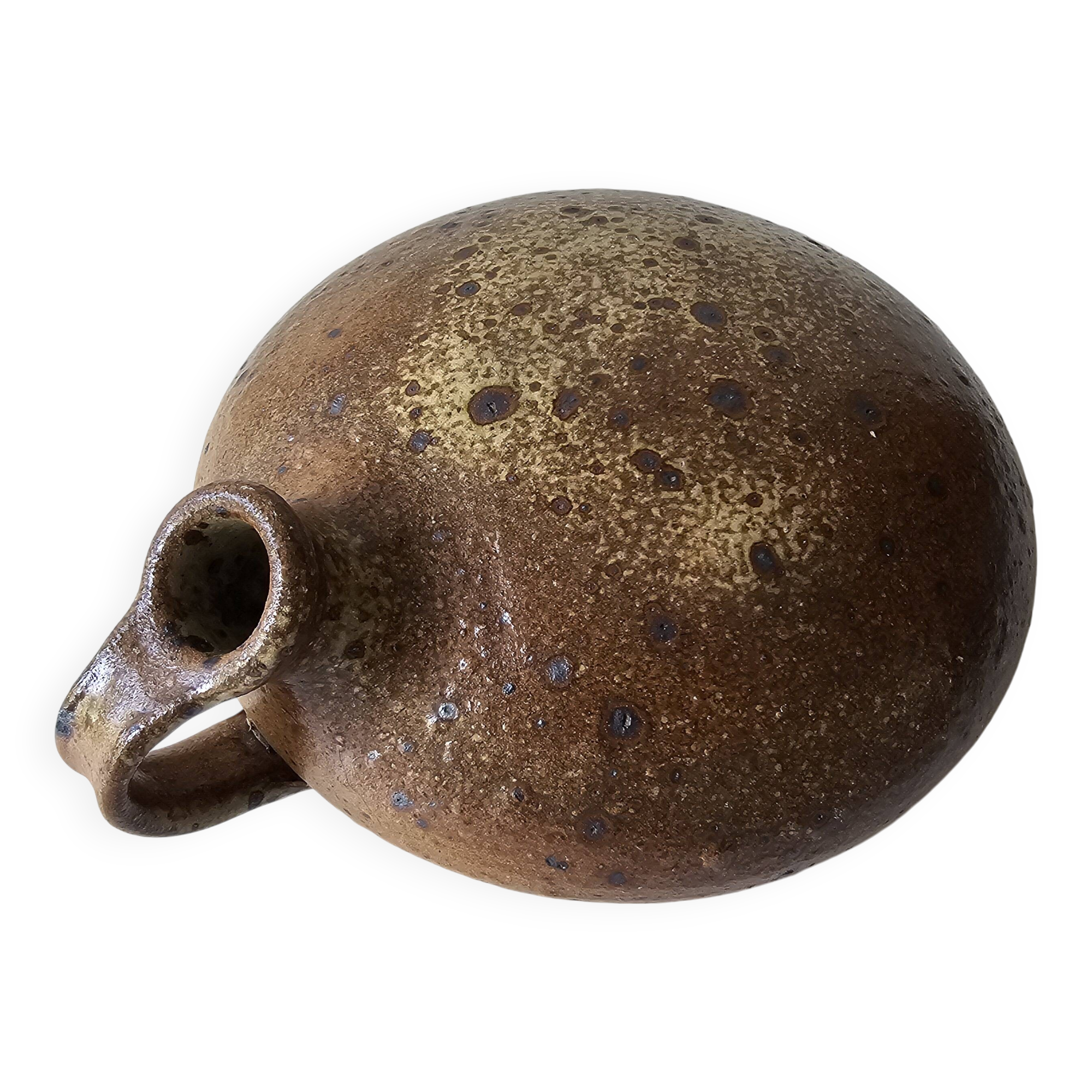 Antique stoneware bottle gourd signed Jacques Migeon LA BORNE (Cher)