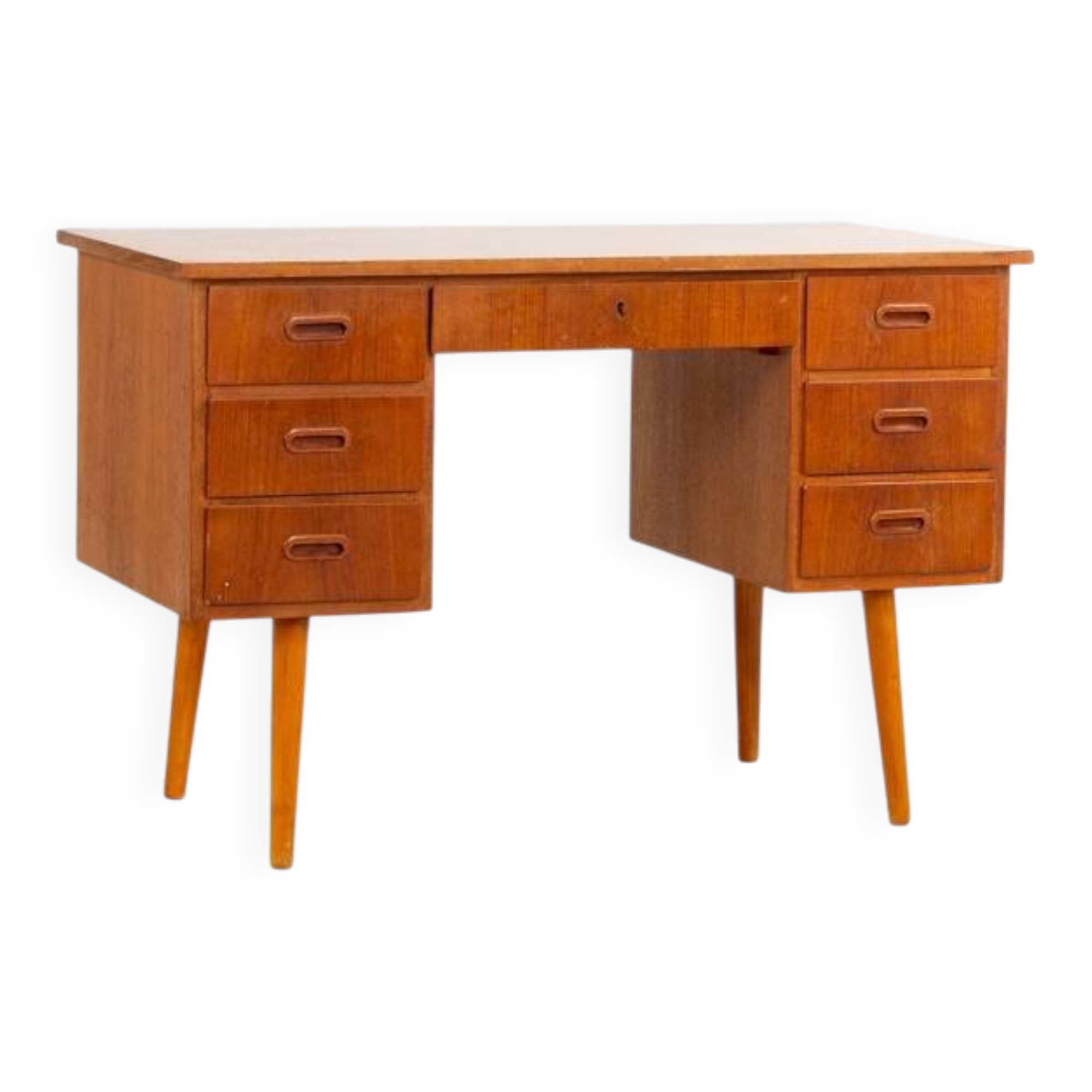 Scandinavian teak desk with 7 drawers, Denmark, 1960