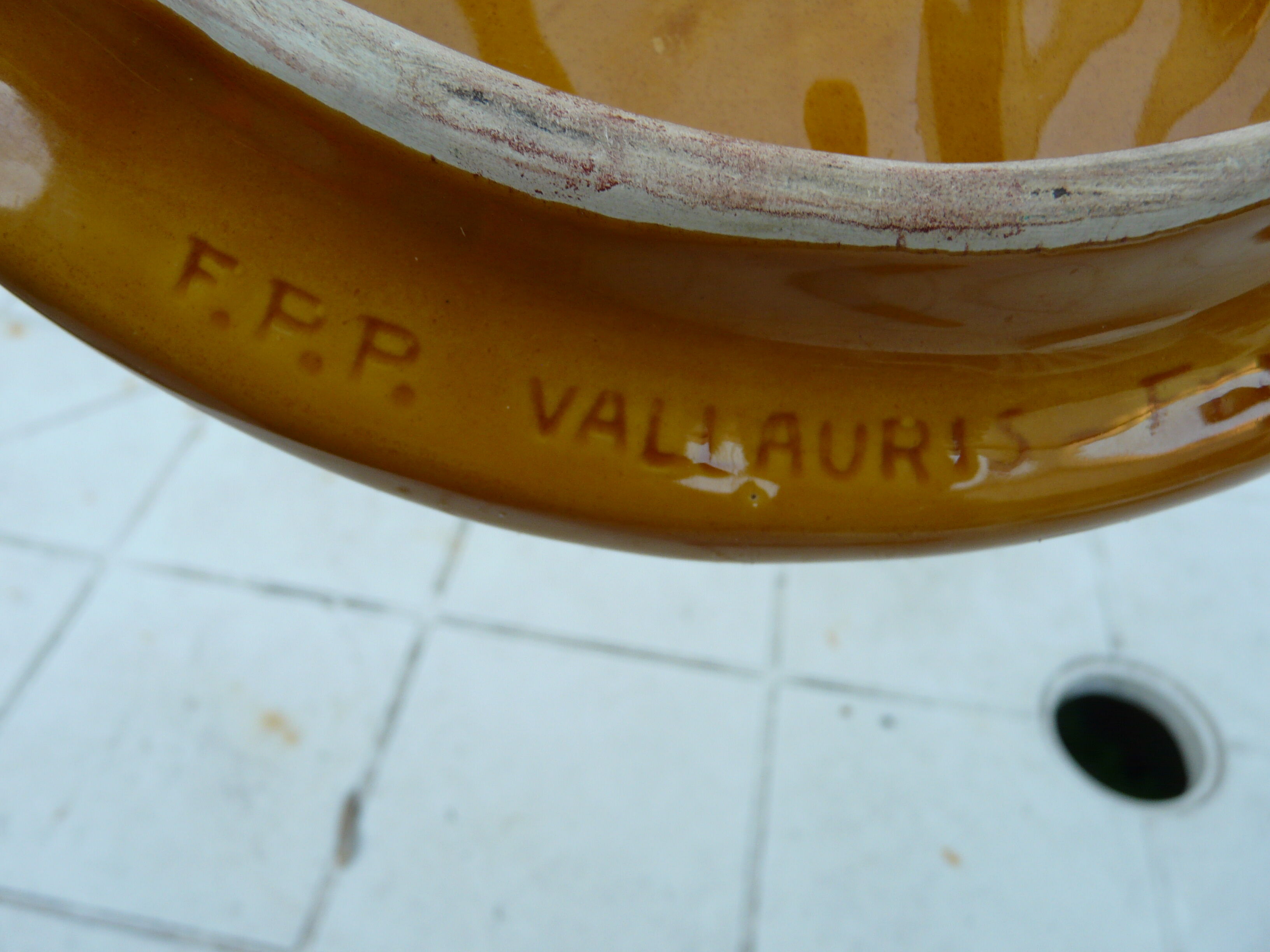 Vintage cheese platter with signed knife Vallauris MFPP Numbered