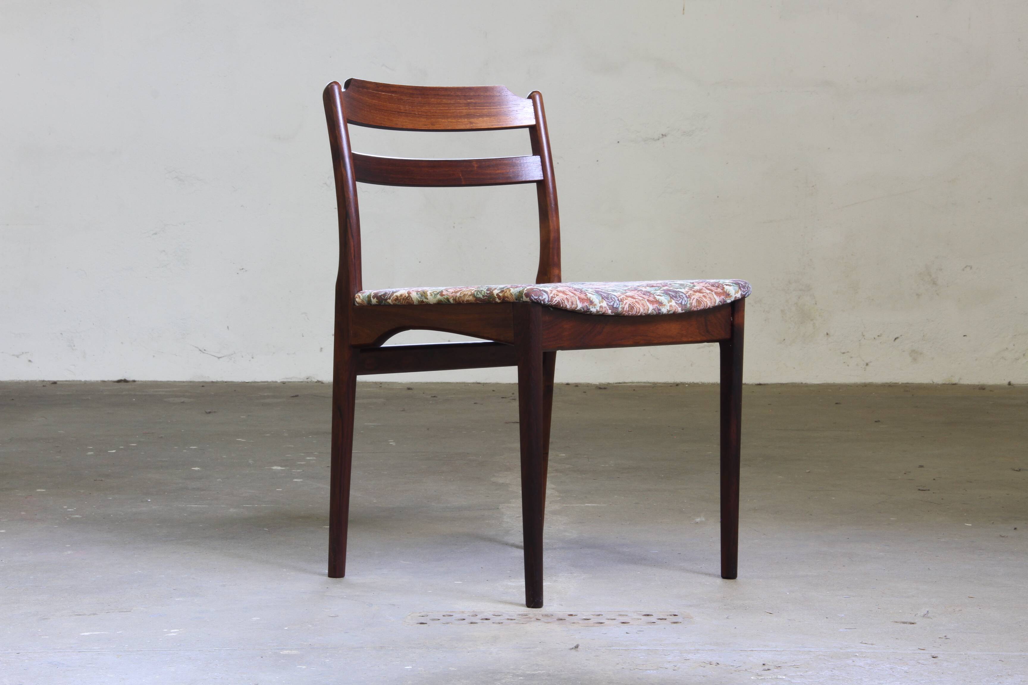 6 vintage rosewood dining chairs, Denmark, Thorsø Stole og Møbelfabrik