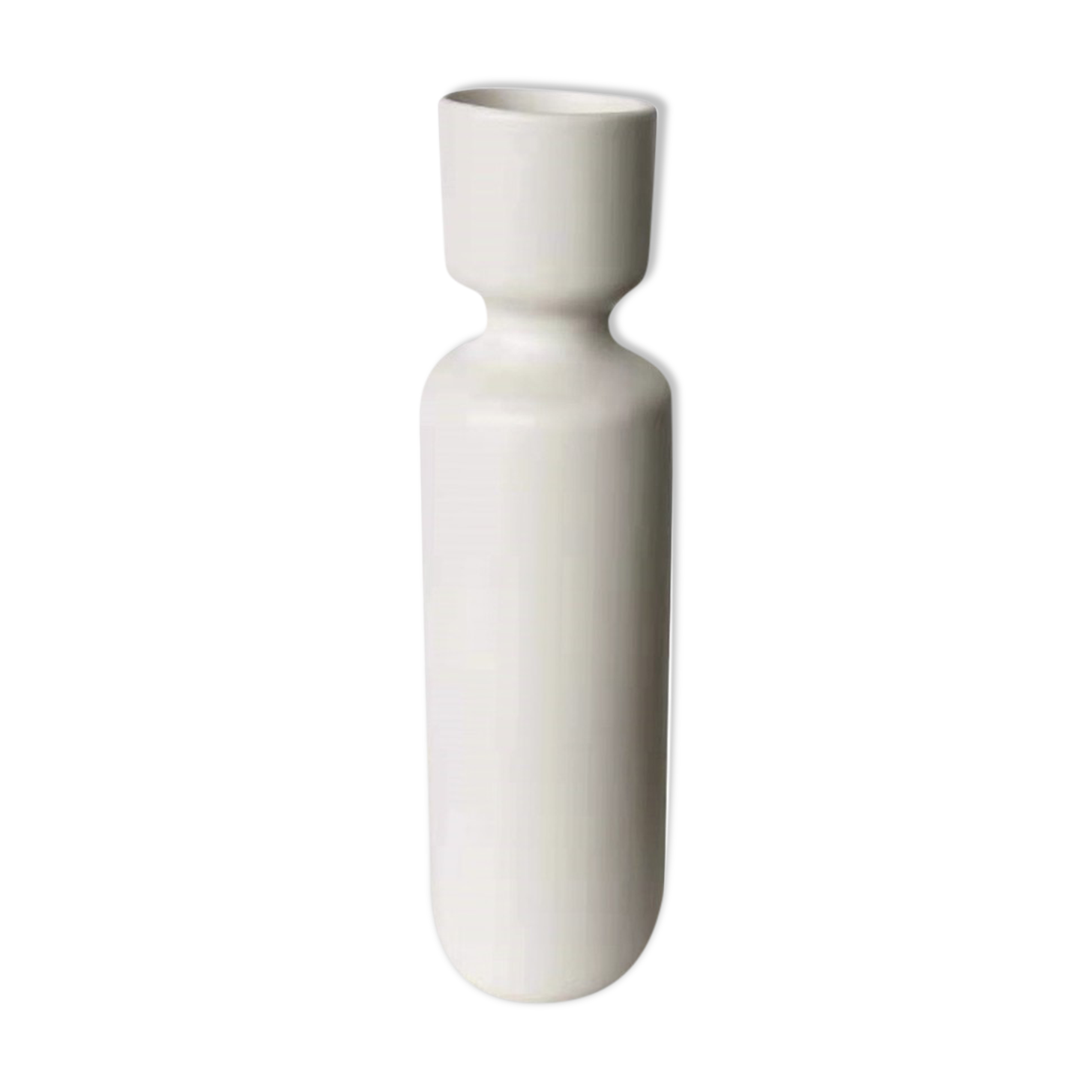 Long vase in white ceramic 30cm
