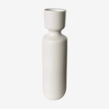 Long vase in white ceramic 30cm