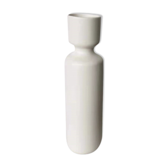 Long vase in white ceramic 30cm