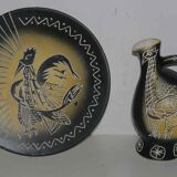 Decorative dish and pitcher signed "J P Tallon Vallauris"