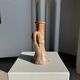 Large antique handmade stoneware candlestick H20