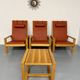 Ensemble salon en pin 3 fauteuils lounge et table design scandinave 70